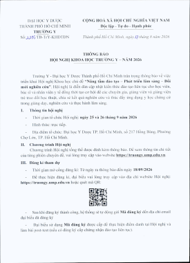 Thông báo Hội nghị khoa học Trường Y - Năm 2026
